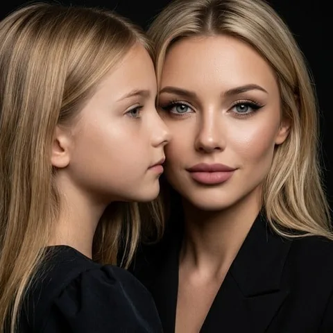 Студийное фото матери и дочери в стиле luxury editorial — обложка сценария, категория Студийное | AiPixia