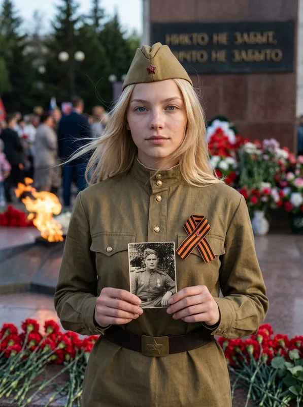 Портрет в День Победы с фотографией героя: результат ИИ обработки (3) в категории Праздники | AiPixia