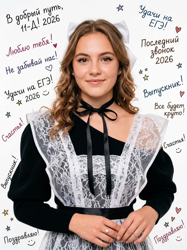 Реалистичный портрет выпускницы в школьной форме от нейросети: результат ИИ обработки (3) в категории Портрет | AiPixia