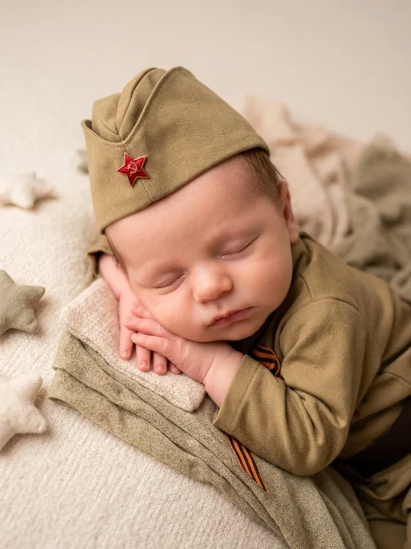 Художественная фотосессия новорожденного к Дню Победы: результат ИИ обработки (4) в категории Праздники | AiPixia