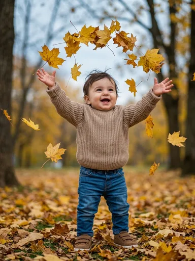 Осенняя детская фотосессия по фото: результат ИИ обработки (4) в категории Фотосессия | AiPixia