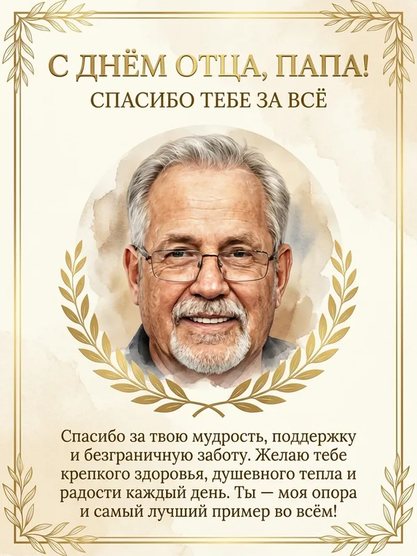 Поздравление с днем папы: премиальный постер в подарок: результат ИИ обработки (4) в категории Праздники | AiPixia