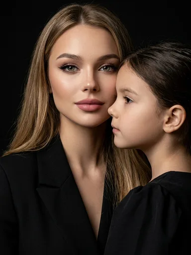 Студийное фото матери и дочери в стиле luxury editorial: результат ИИ обработки (4) в категории Студийное | AiPixia