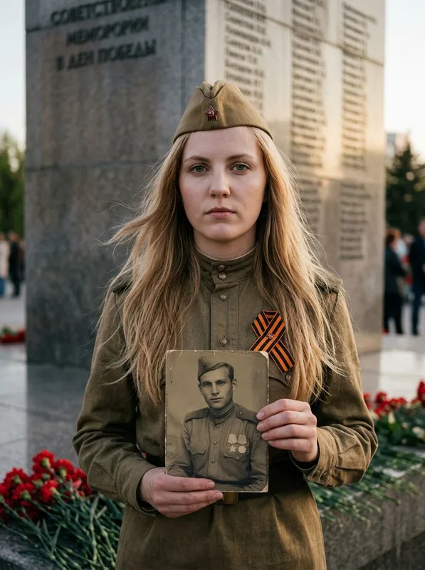 Портрет в День Победы с фотографией героя: результат ИИ обработки (4) в категории Праздники | AiPixia