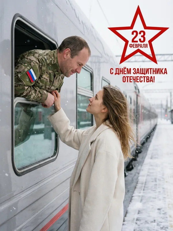 Мужчина и девушка на вокзале: 23 Февраля: результат ИИ обработки (4) в категории Портрет | AiPixia