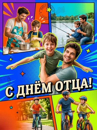 Поздравительная открытка ко дню отца: результат ИИ обработки (3) в категории Праздники | AiPixia