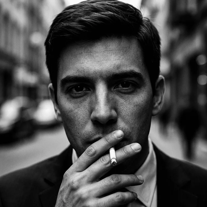 Нуарный портрет: драма в ч/б: результат ИИ обработки (1) в категории Портрет | AiPixia