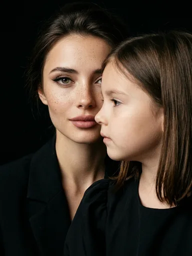 Студийное фото матери и дочери в стиле luxury editorial: результат ИИ обработки (3) в категории Студийное | AiPixia