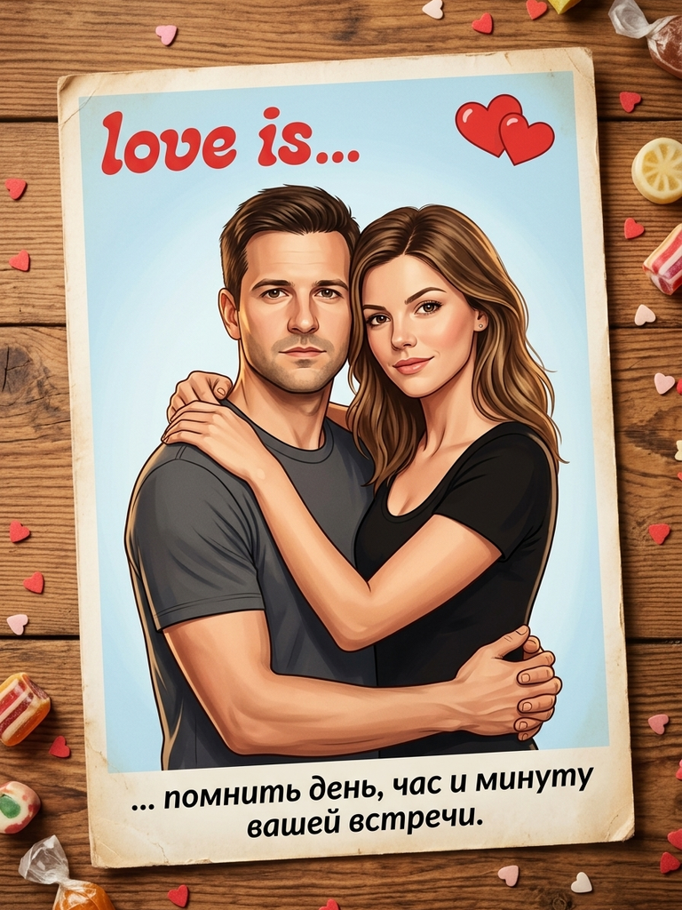 Романтичный вкладыш «Love is...»: результат ИИ обработки (4) в категории Фото в картинку | AiPixia