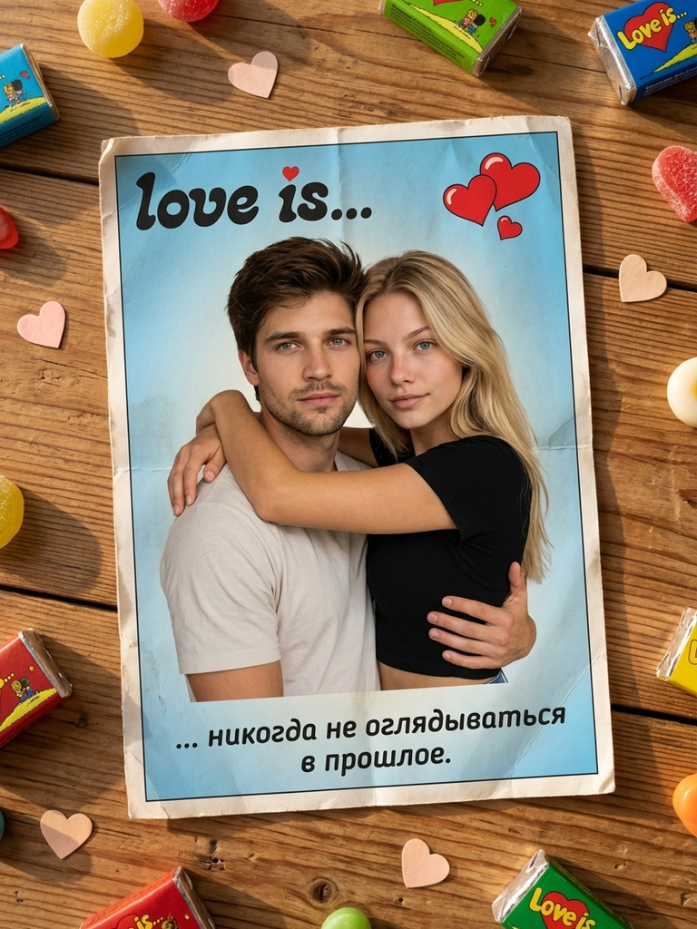 Романтичный вкладыш «Love is...»: результат ИИ обработки (3) в категории Фото в картинку | AiPixia